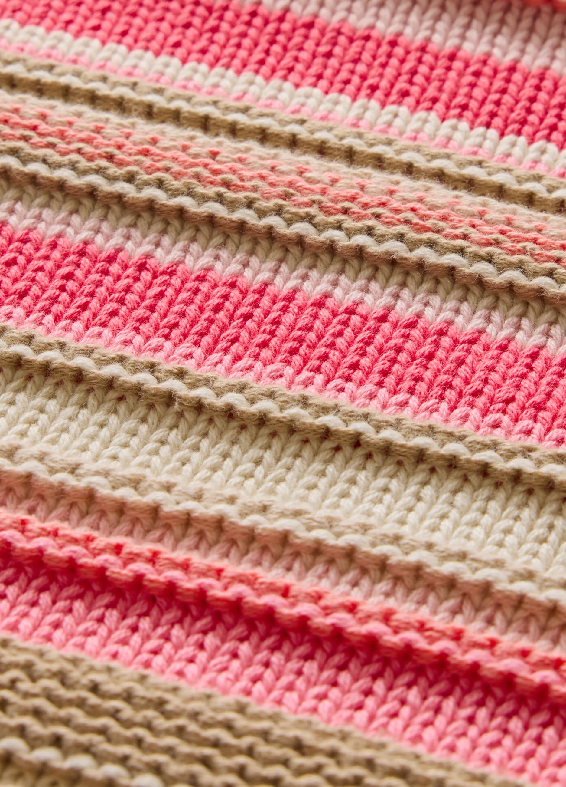 Pink and beige pullover in striped cotton