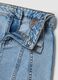 Light blue denim skirt in pure cotton with matching belt for girls_3
