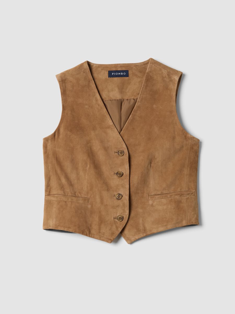 Brown Genuine Leather Waistcoat_0