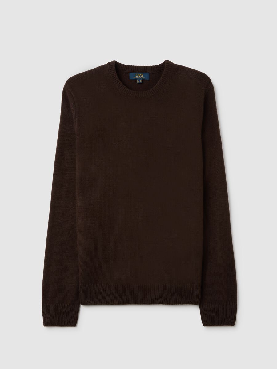 Brown crew neck sweater regular fit_0
