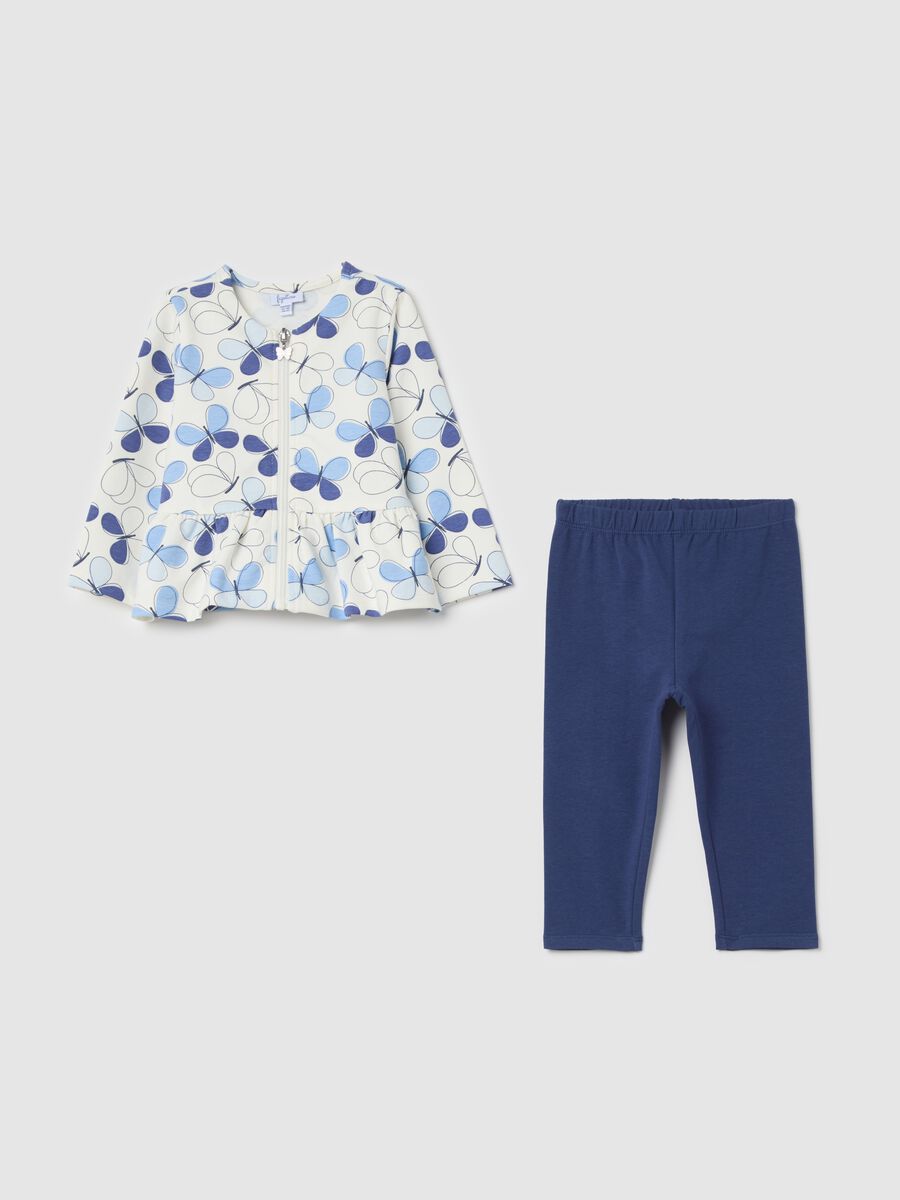 Stretch cotton jogging set with butterflies print_0