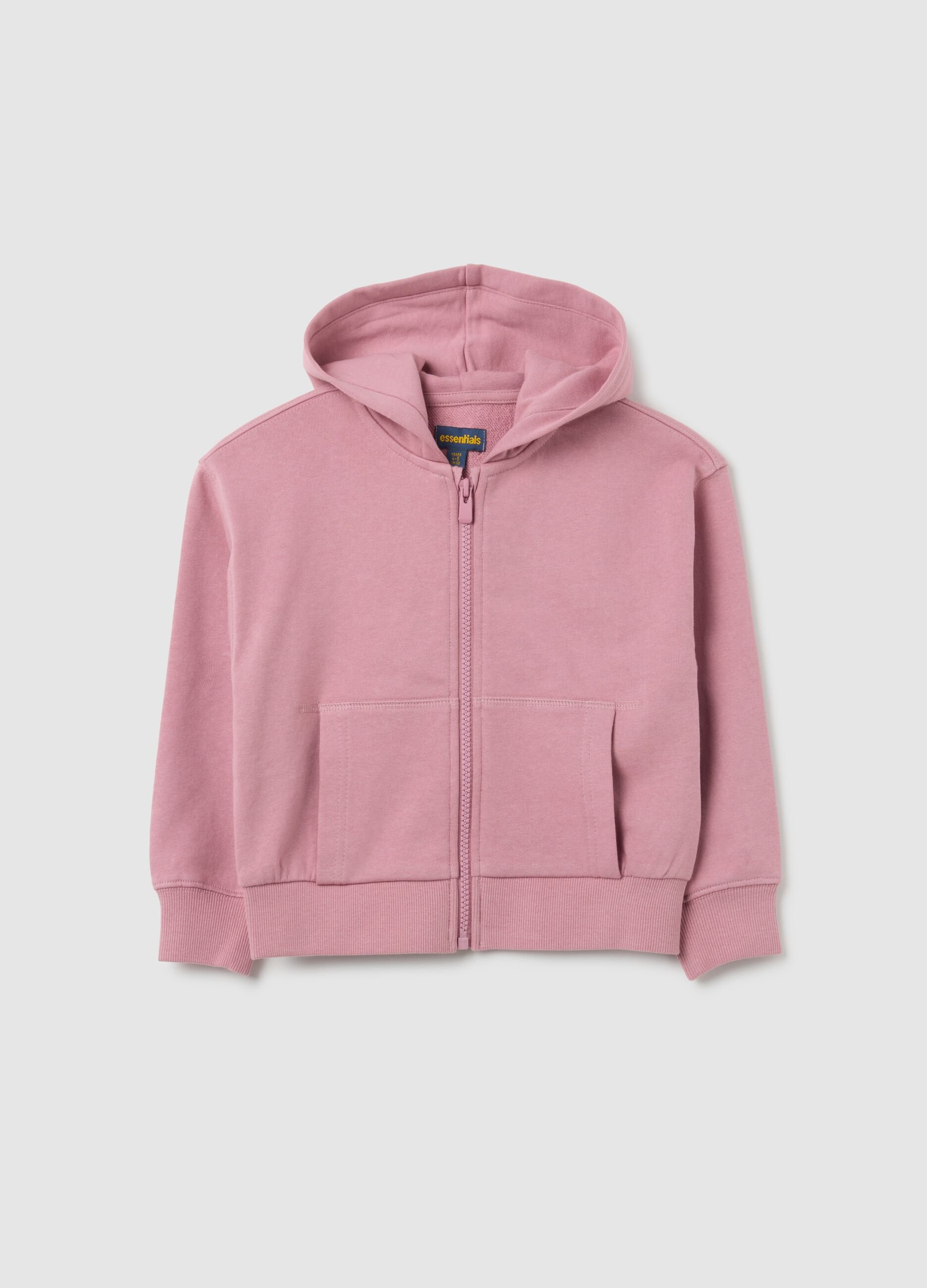 Felpa da bambina in puro cotone rosa regular fit