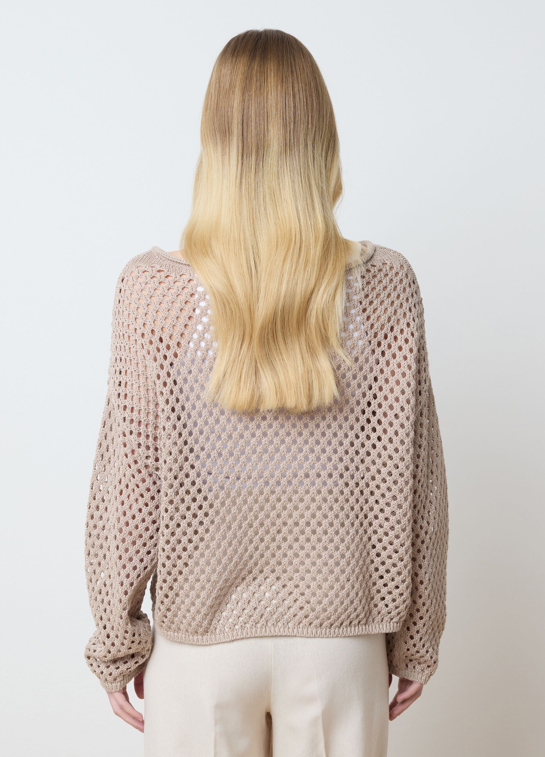 Open stitch top in lurex