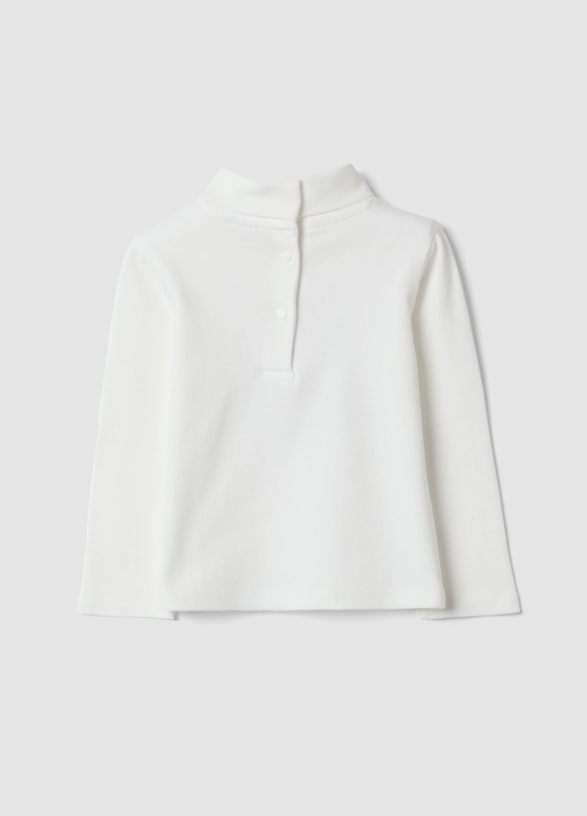 White organic cotton T-shirt with floral print