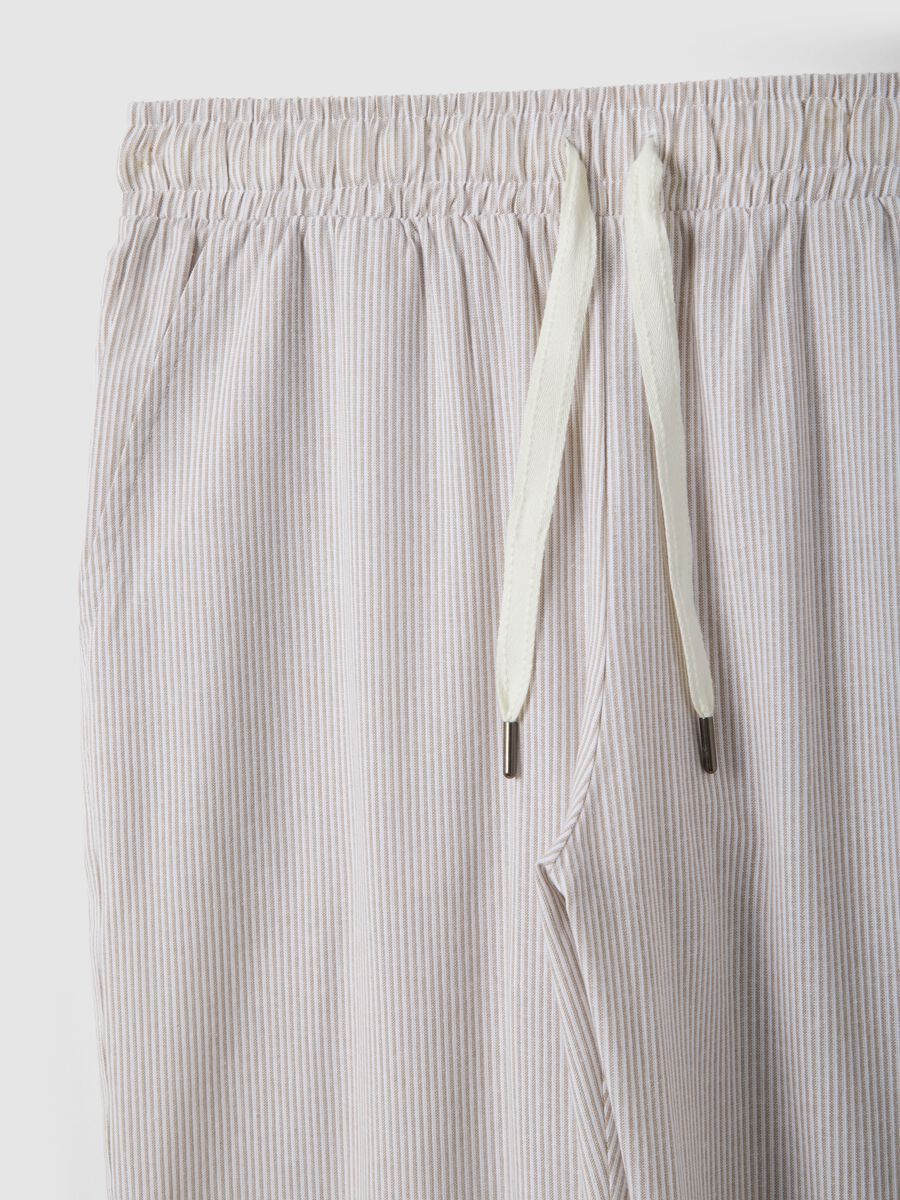 Long pyjama trousers in pure cotton with multicolour stripes regular fit_5