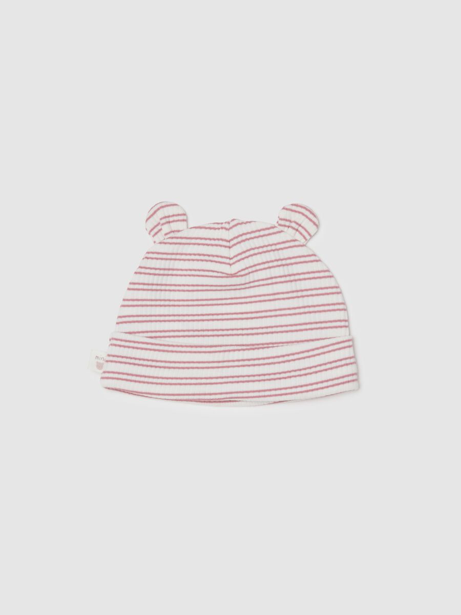 Multicolour Striped Baby Hat in Stretch Cotton_0