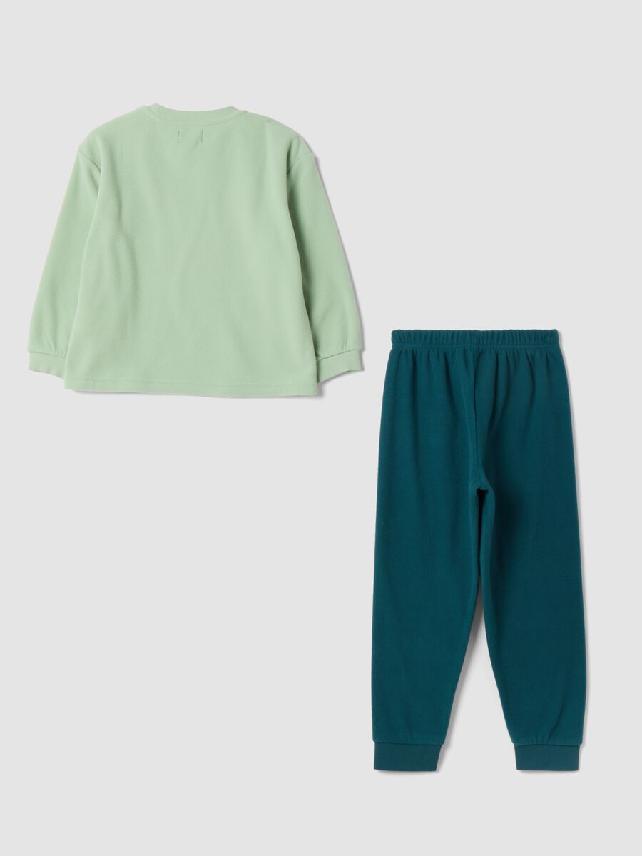 Green long dinosaur print crew-neck pyjamas_1