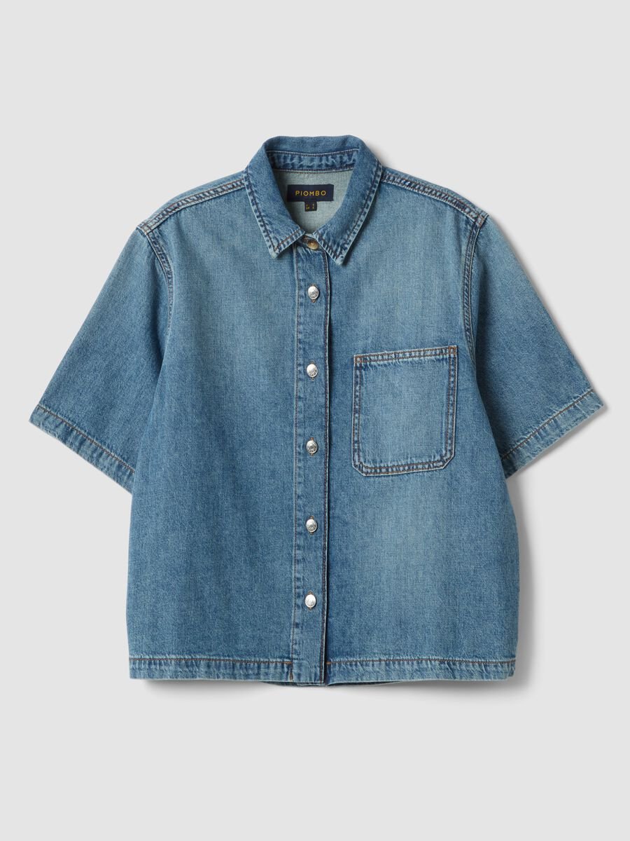 Camicia denim azzurra in puro cotone Over fit_4