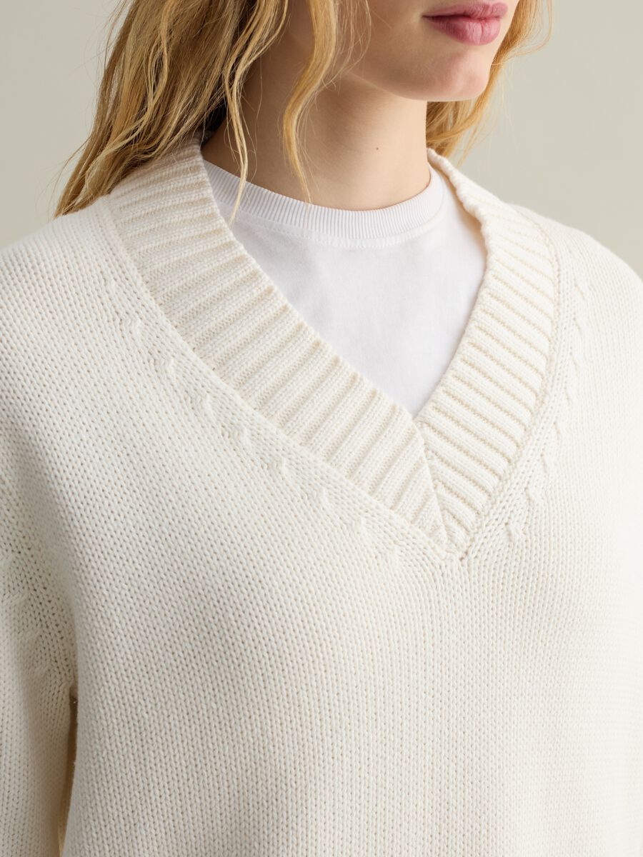 V-neck cotton pullover_3