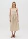 Women&rsquo;s beige sleeveless long dress in stretch cotton._0