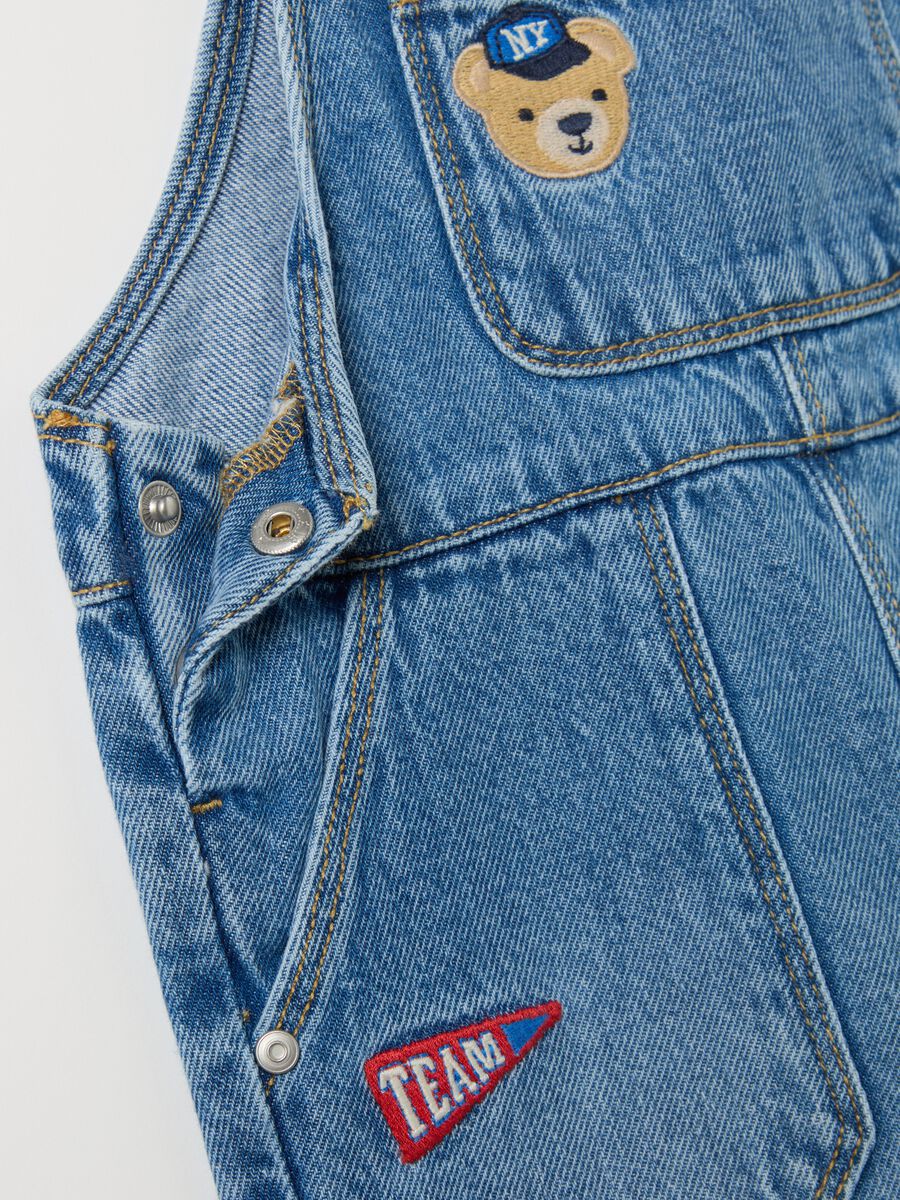 Carpenter dungarees in denim with animals embroidery_2