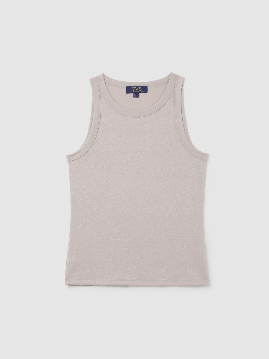 Beige tank top in stretchy fabric with metallic fibres by Ovs_4