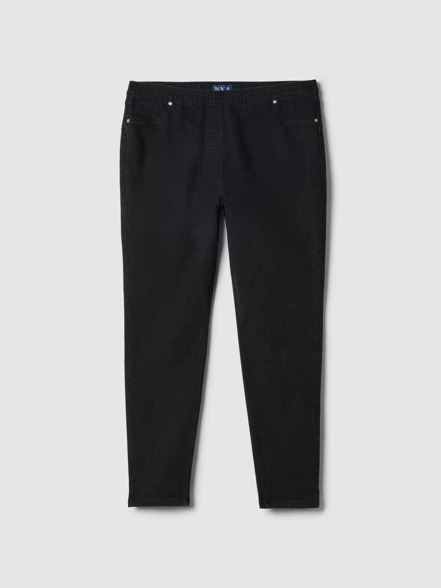 Black Stretch Cotton Skinny Fit Trousers_0