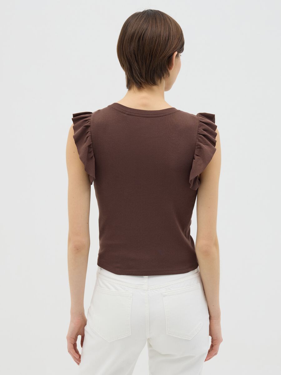 Brown cotton t-shirt with ruffles_3