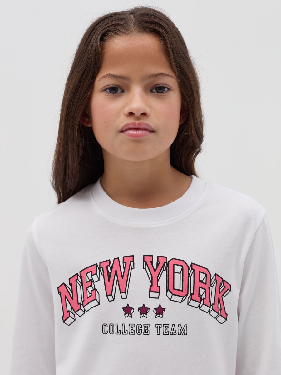 T-shirt crop a maniche lunghe con stampa_2