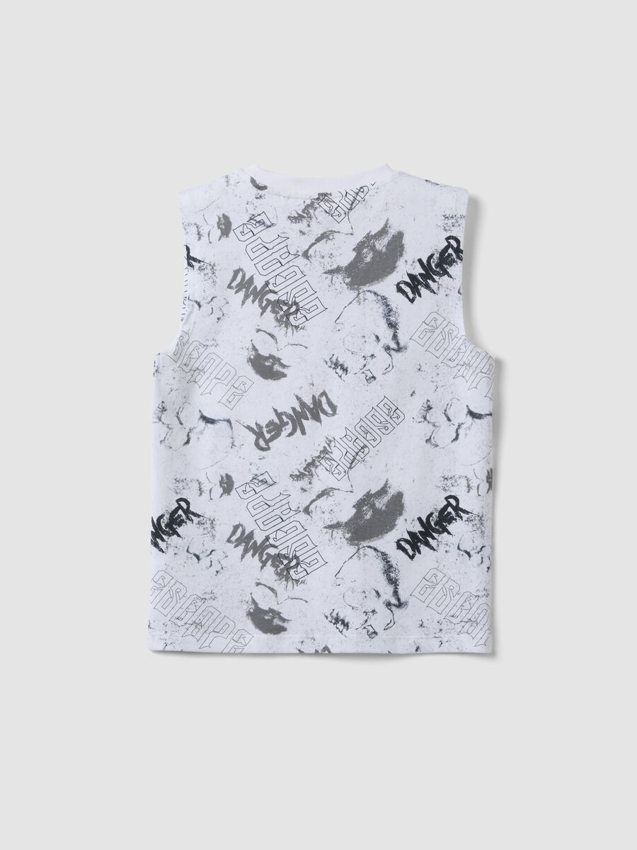 White pure cotton vest top with all-over print_1