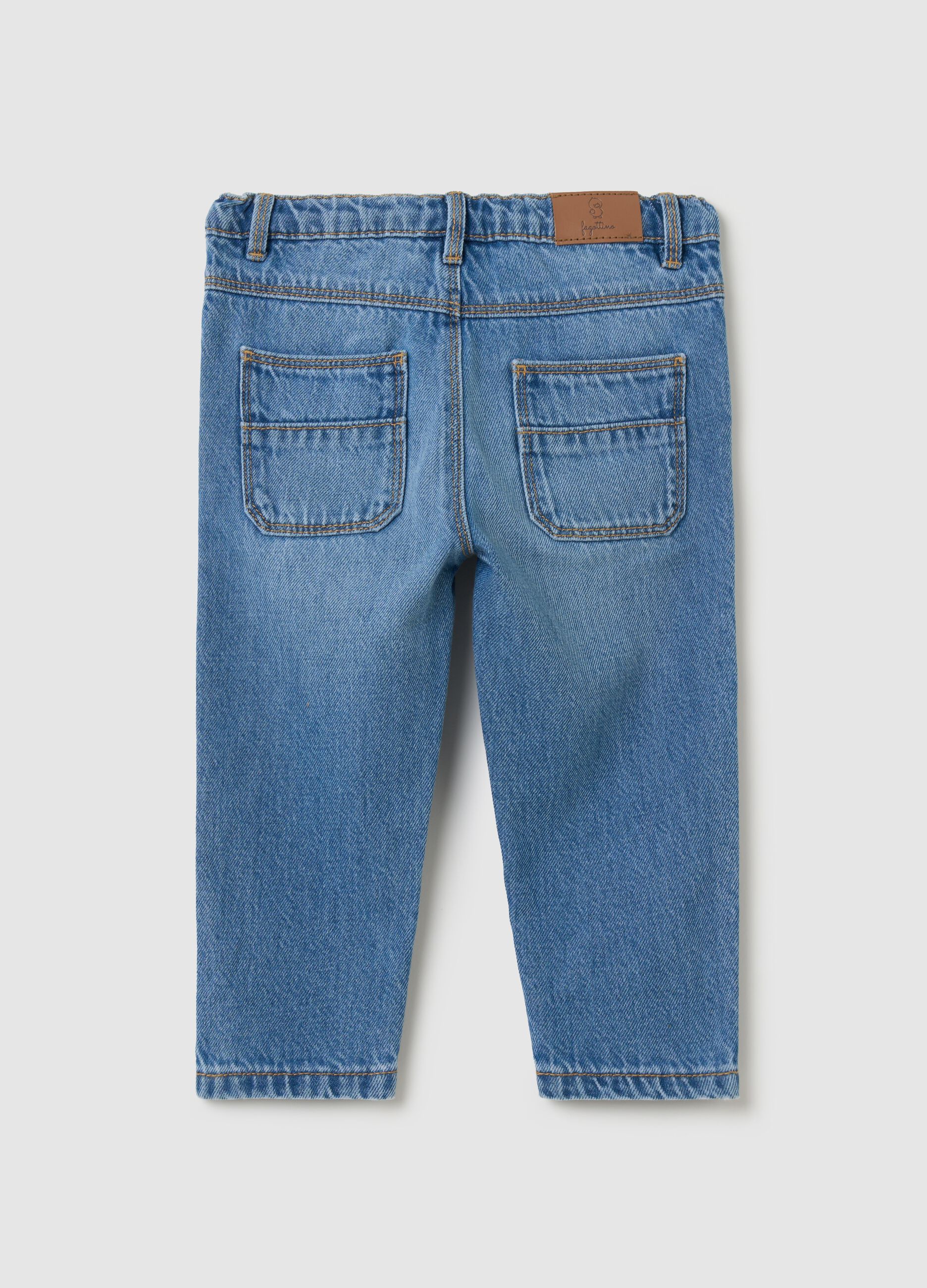 Cotton jeans with pockets and embroidery
