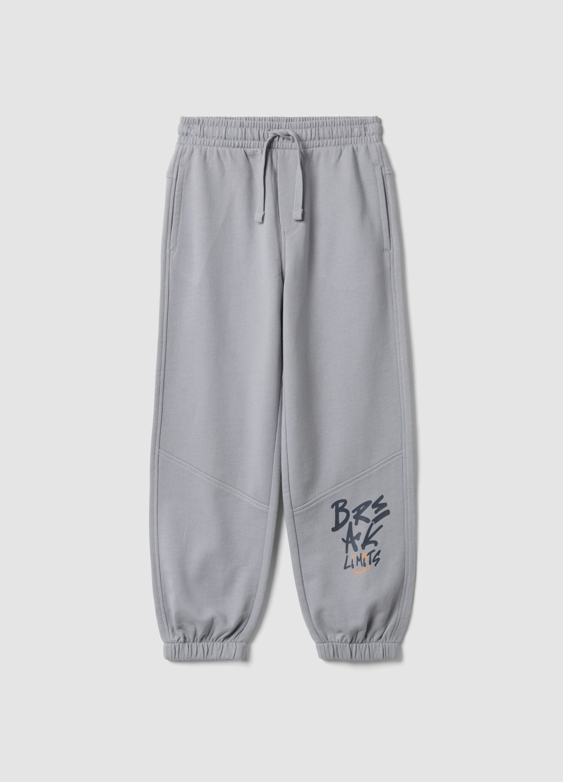Grey pure cotton jogger trousers