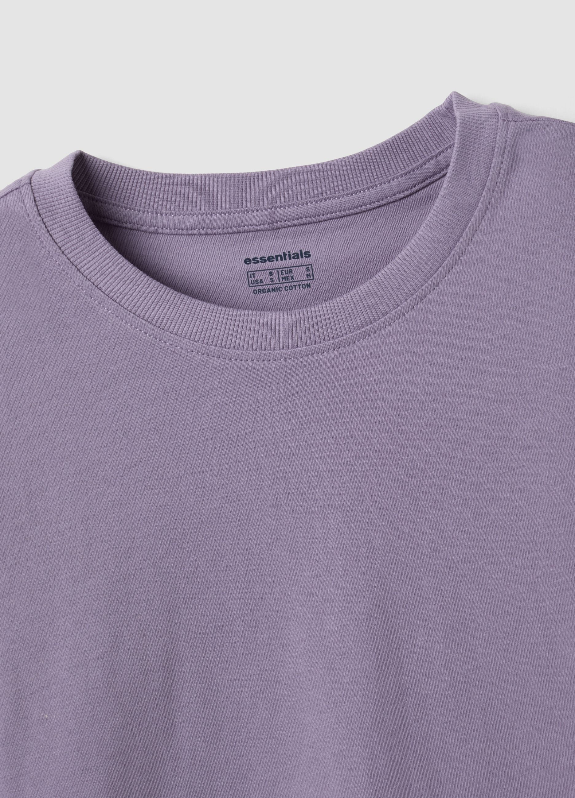 Purple crew-neck T-shirt in pure organic cotton, regular fit