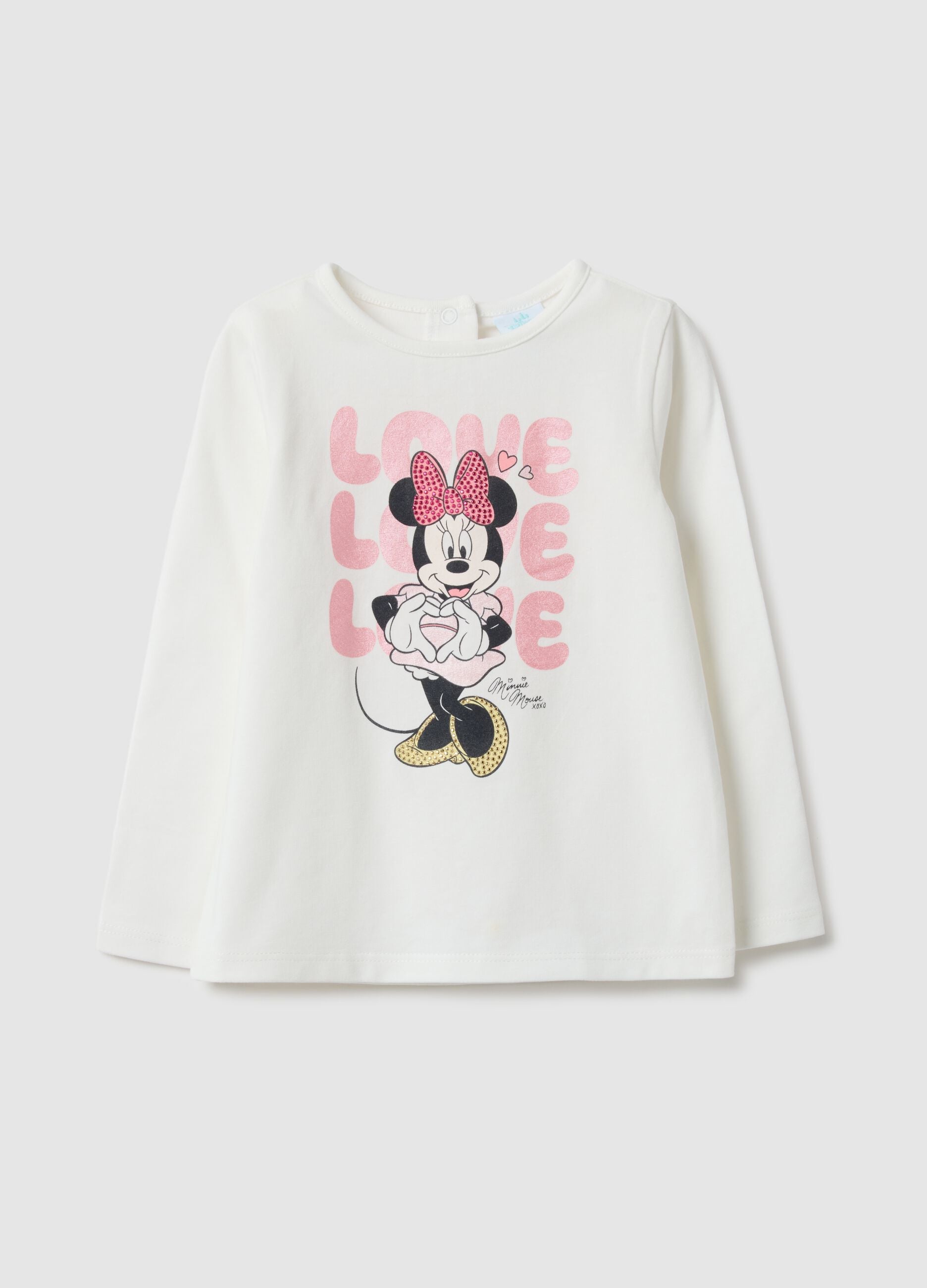 Girls' long-sleeve white T-shirt in cotton blend regular fit