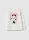 Girls' long-sleeve white T-shirt in cotton blend regular fit_0