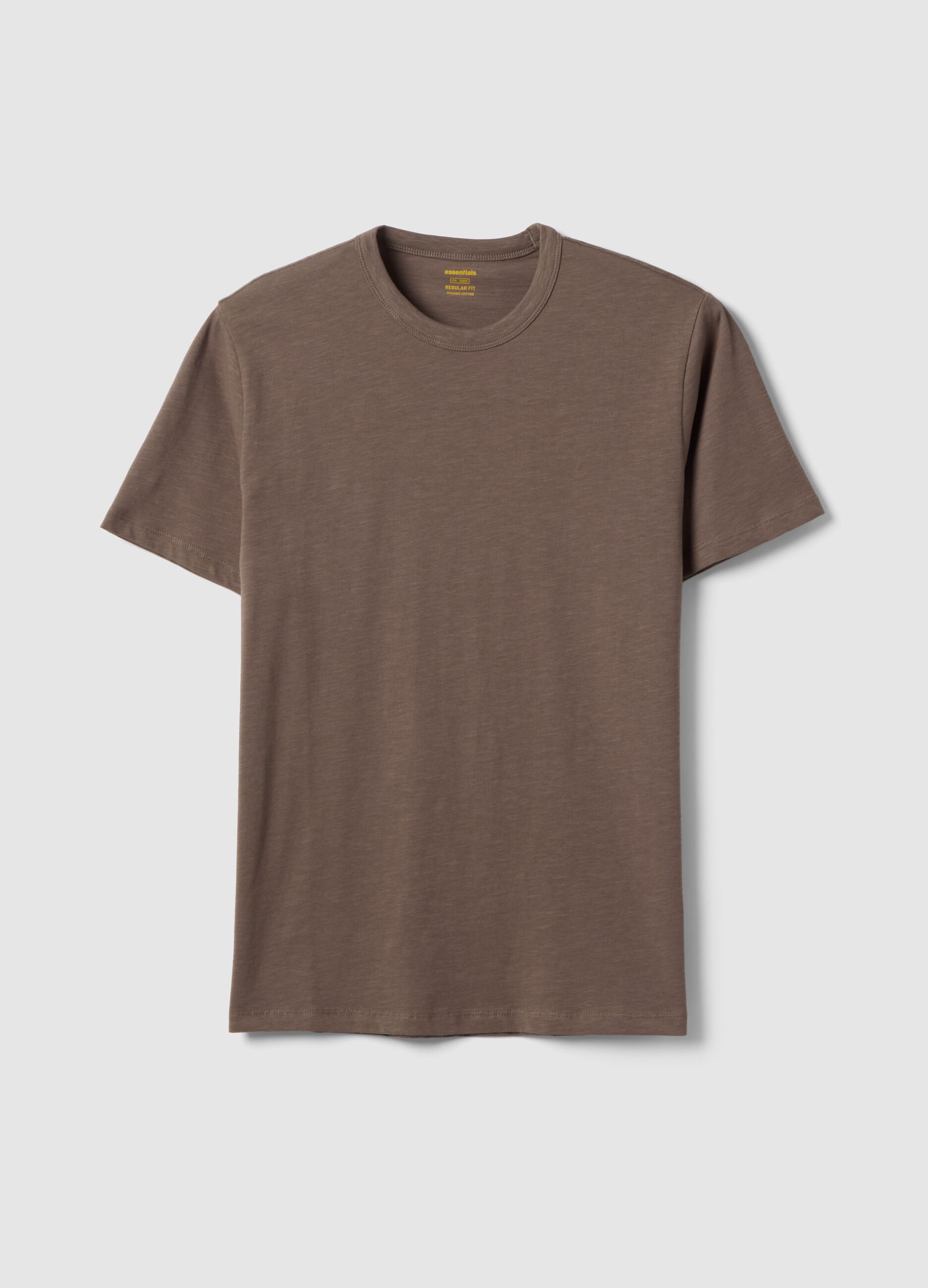 Brown pure cotton short sleeve regular fit T-shirt