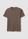 Brown pure cotton short sleeve regular fit T-shirt_0