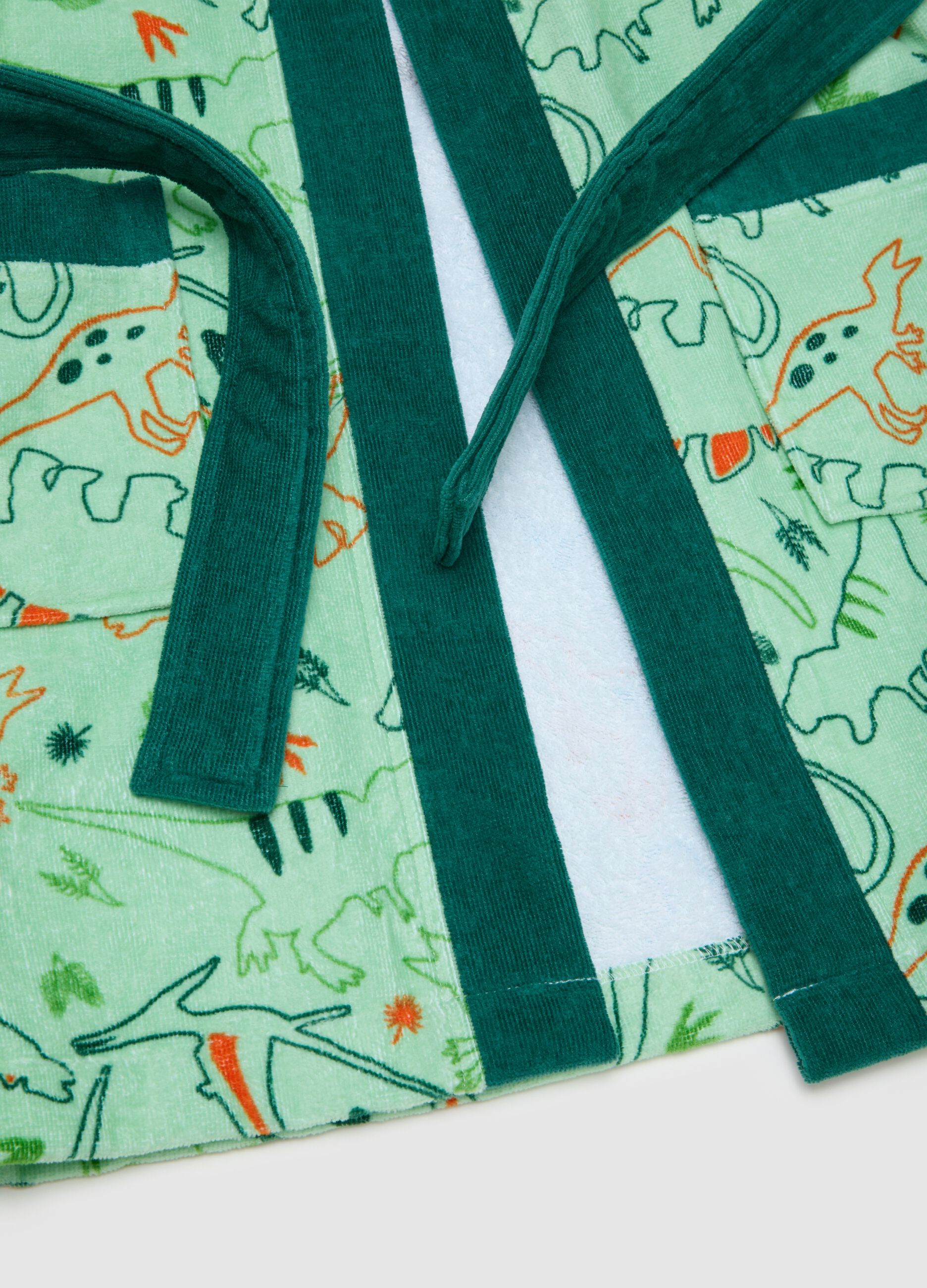 Boys' green pure cotton bathrobe