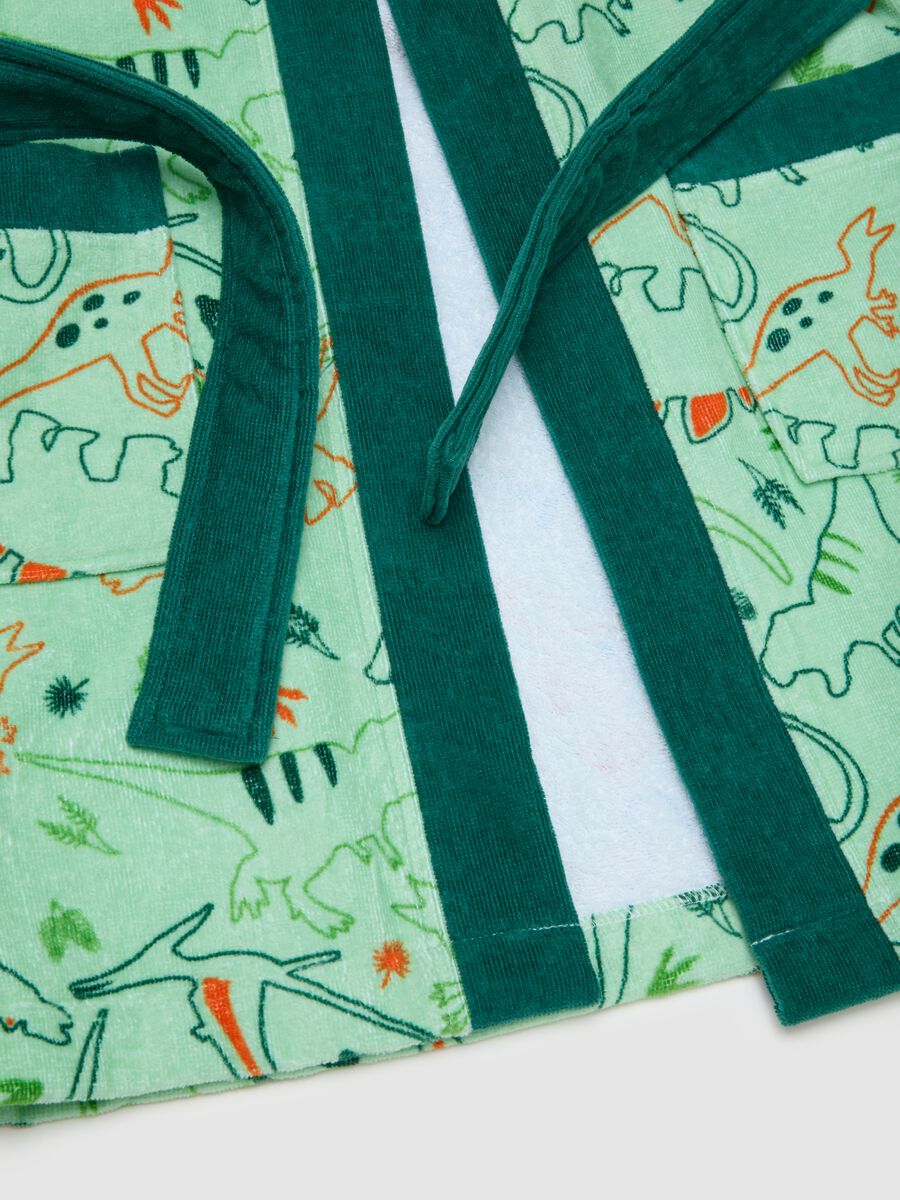 Boys' green pure cotton bathrobe_3