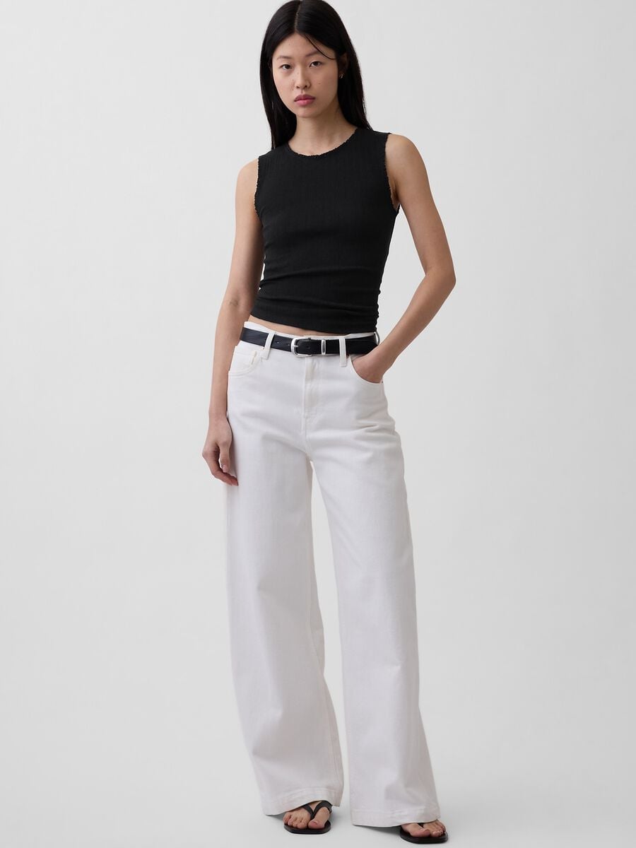 Tank top in misto cotone a costine_2