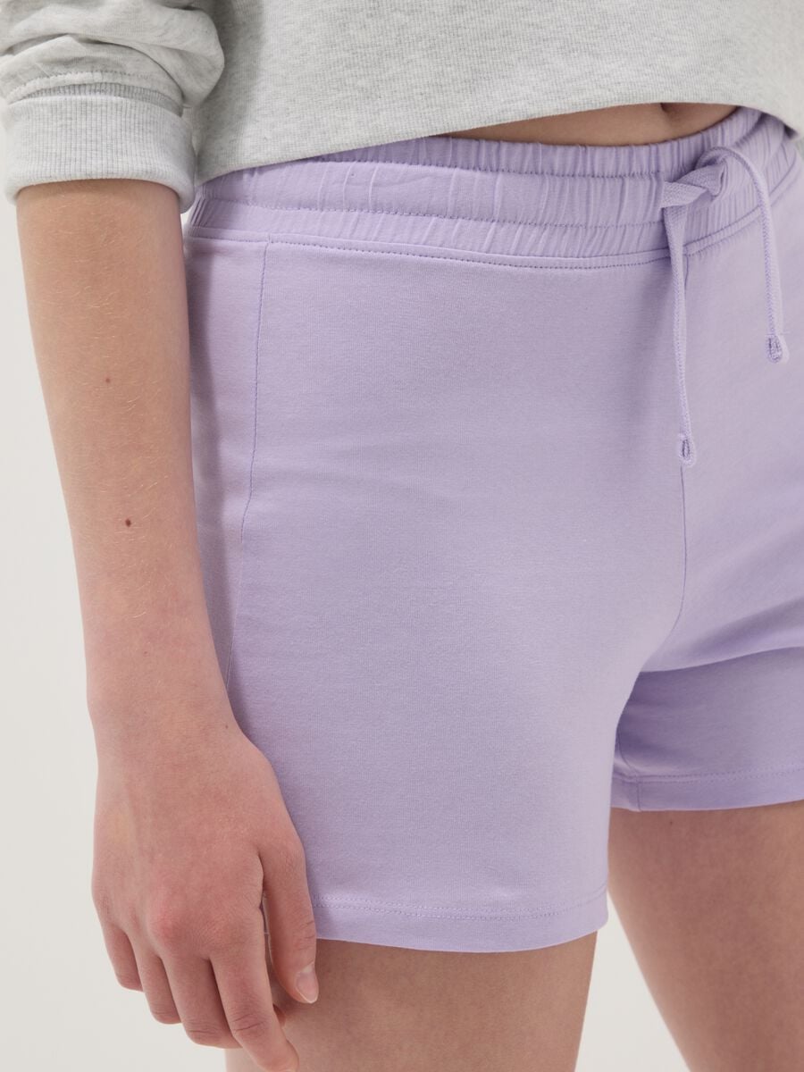Pantaloncini in puro cotone viola da ragazza regular fit_2