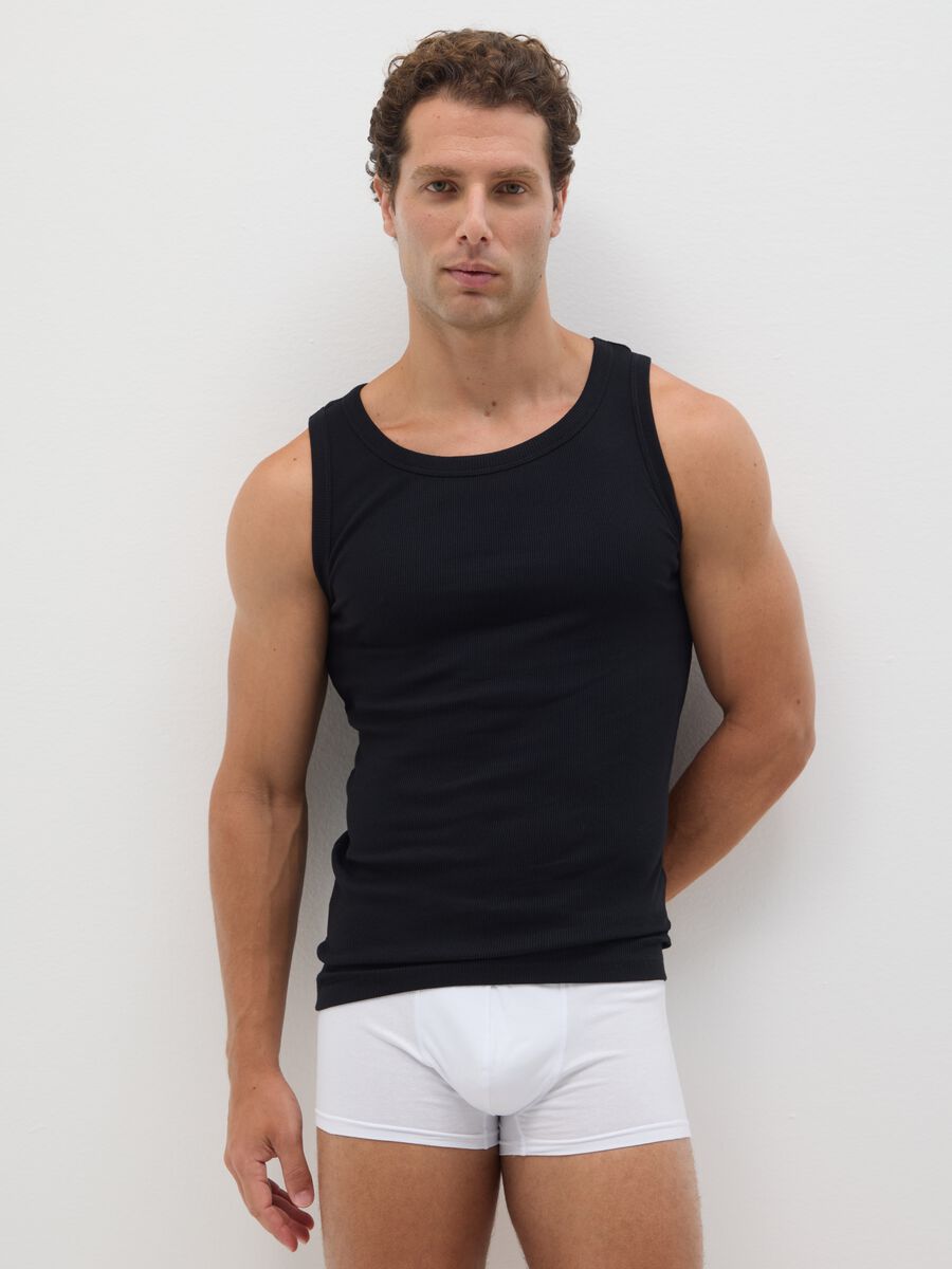Men's black pure cotton vest_0