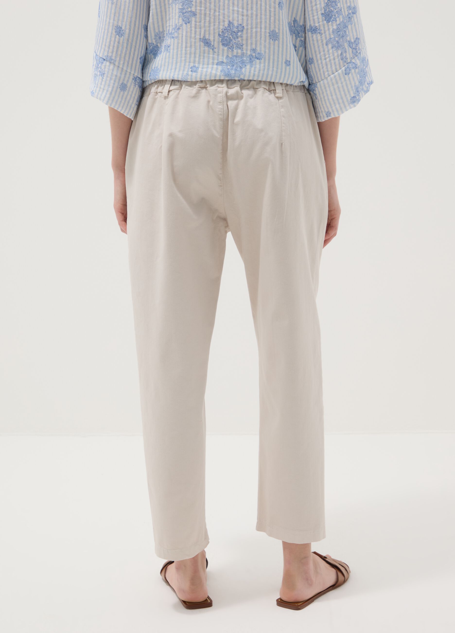 Beige stretch-cotton trousers