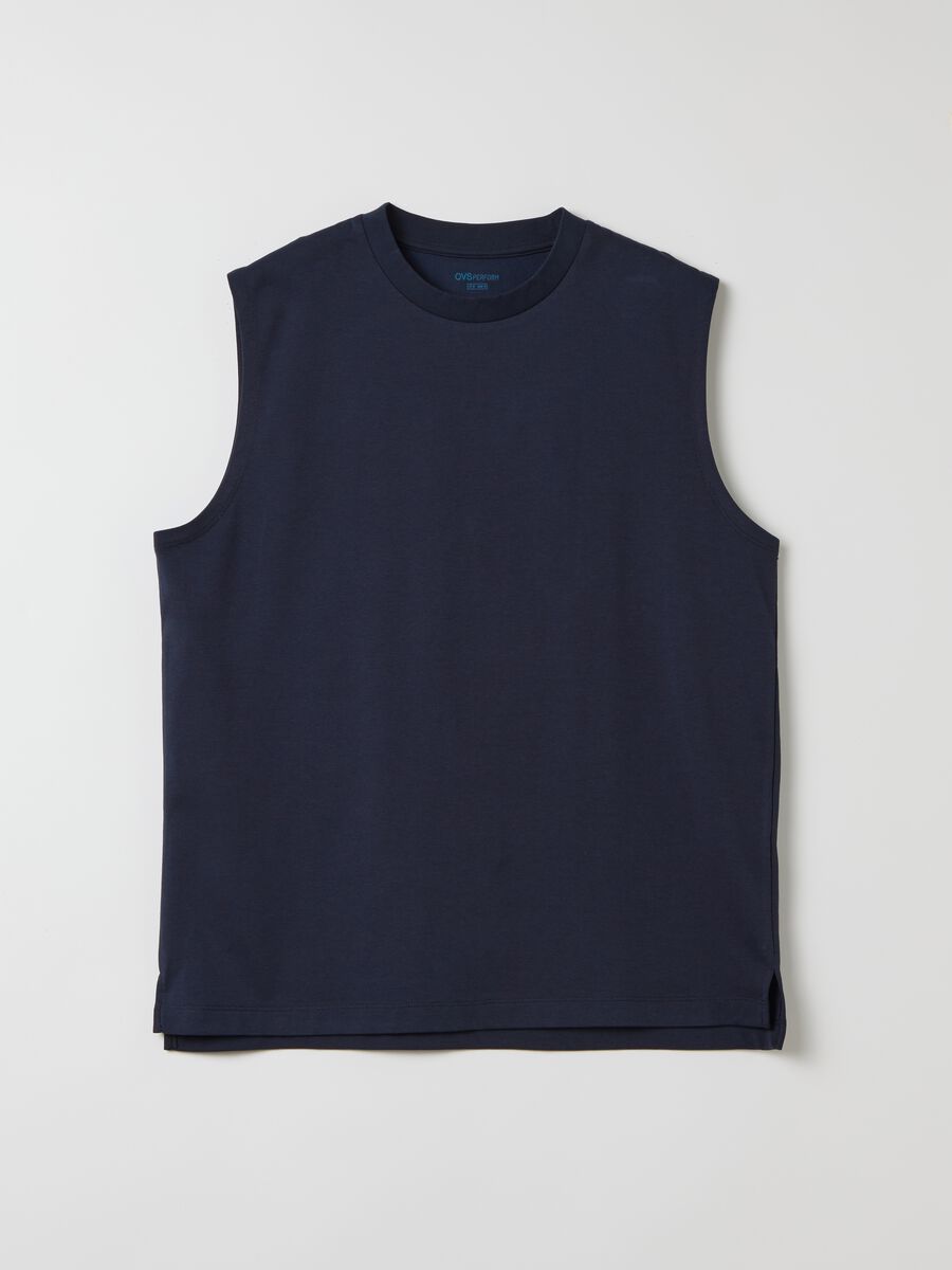 Men's blue casual fit tank top_4