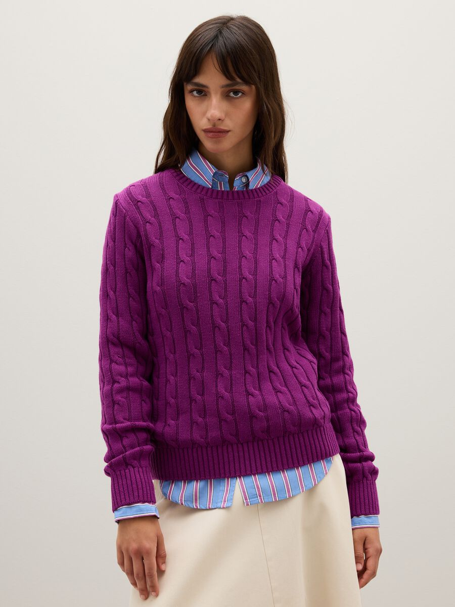 Maglione in puro cotone viola regular fit_0