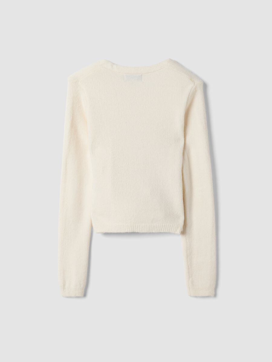 White wrap cardigan with deep V-neckline_2