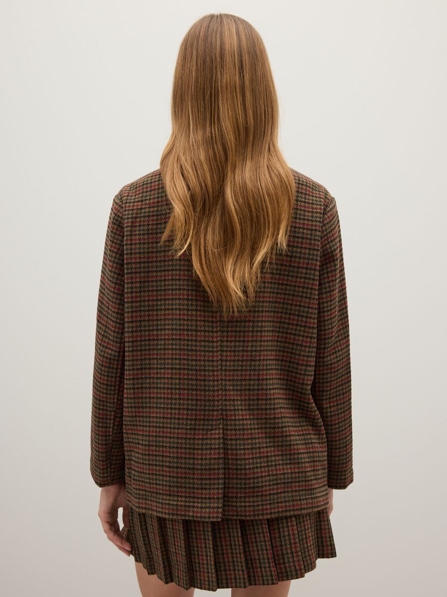 Brown Wool Blend Checked Regular Fit Blazer_2