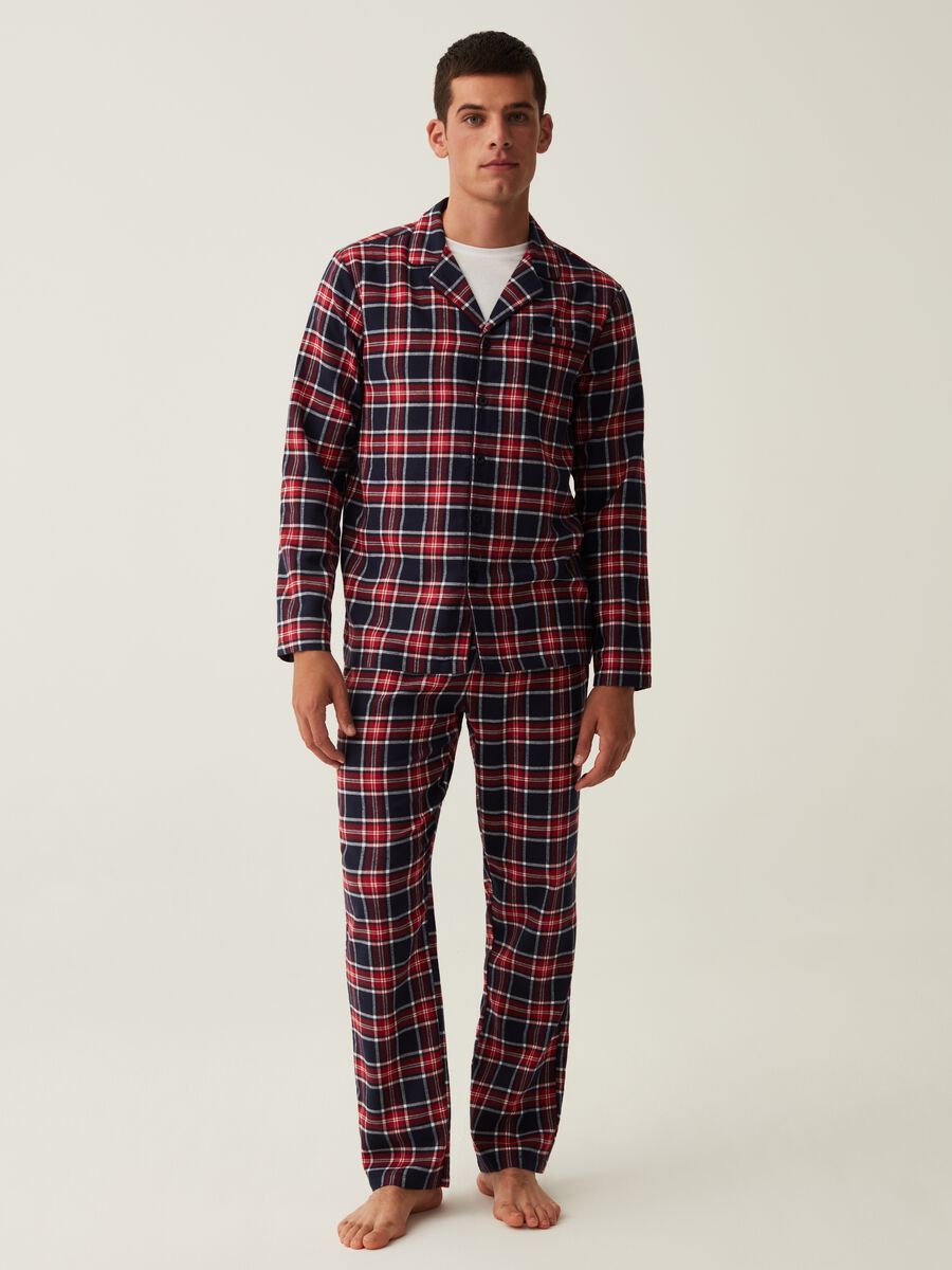 Pigiama lungo in flanella fantasia tartan_0