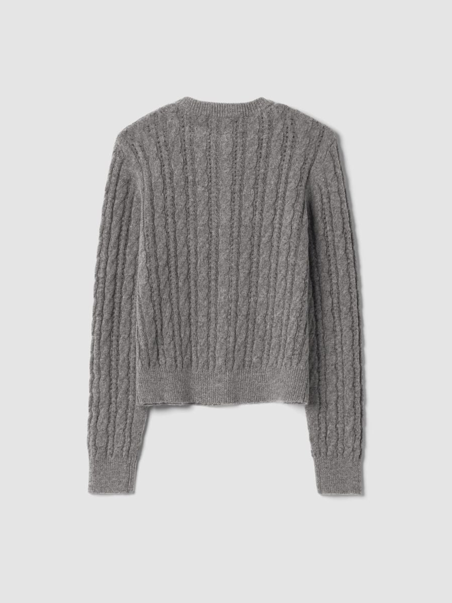 Grey cable-knit wool-blend cardigan_2