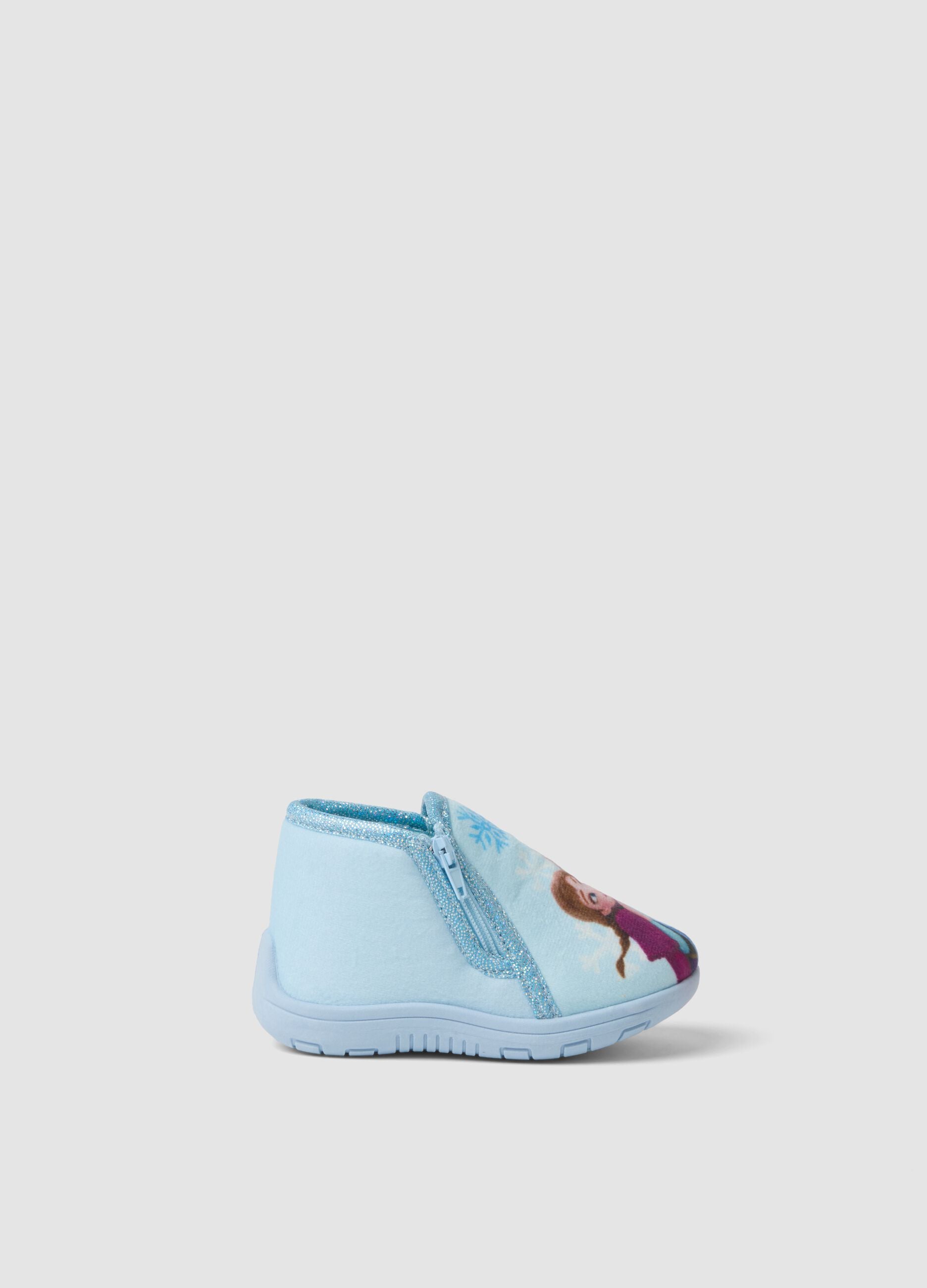 Blue Frozen print slippers for baby girls and toddlers