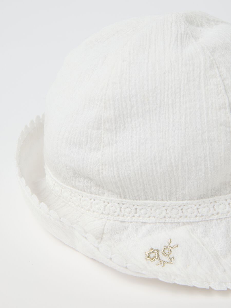 Girls’ white hat in 100% cotton_2