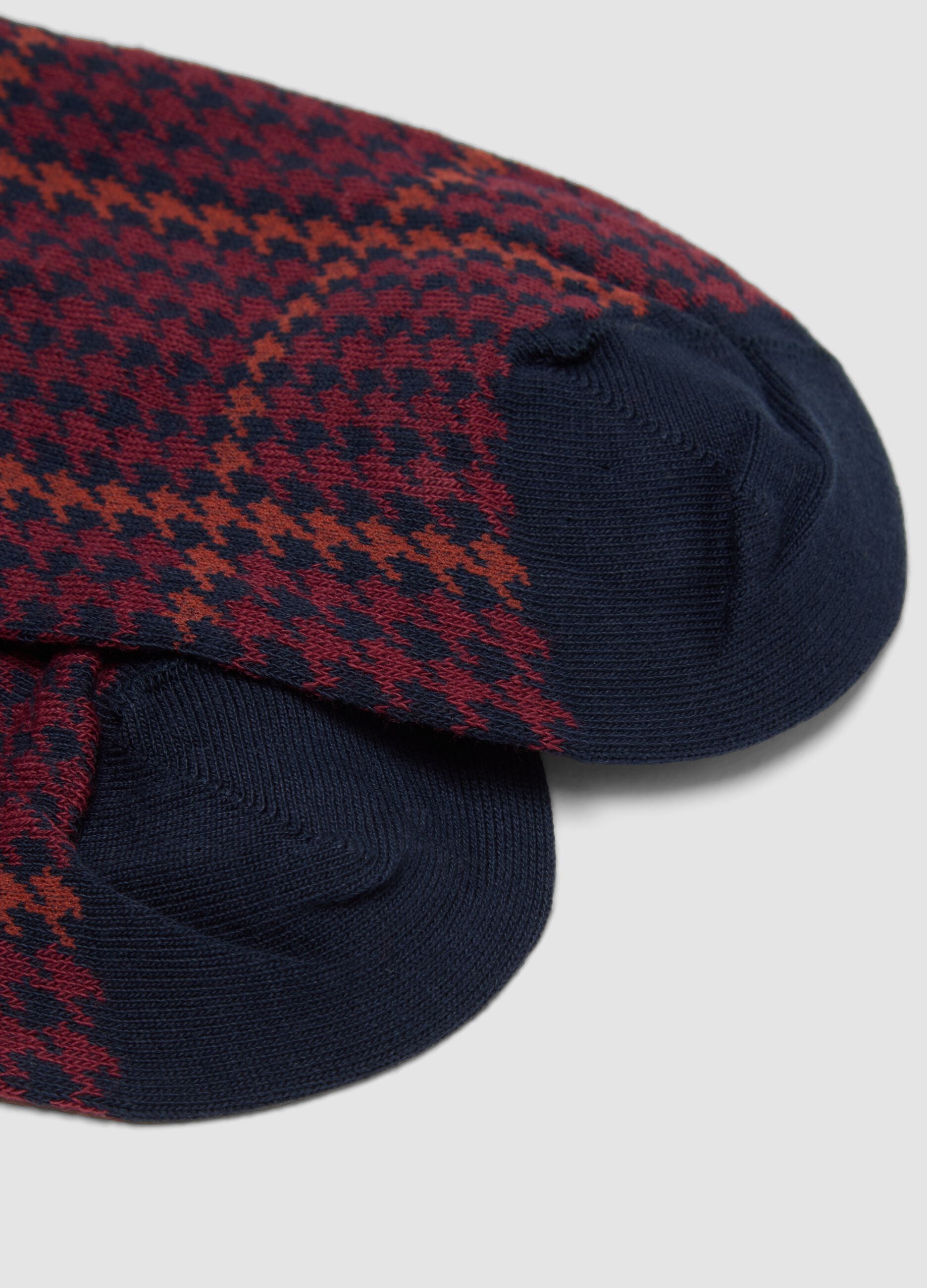 Navy blue long stretch-cotton socks