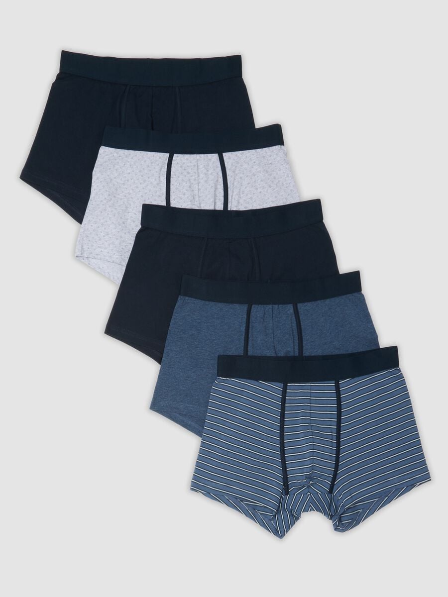 Multipack di cinque boxer multicolor in cotone organico elasticizzato_0