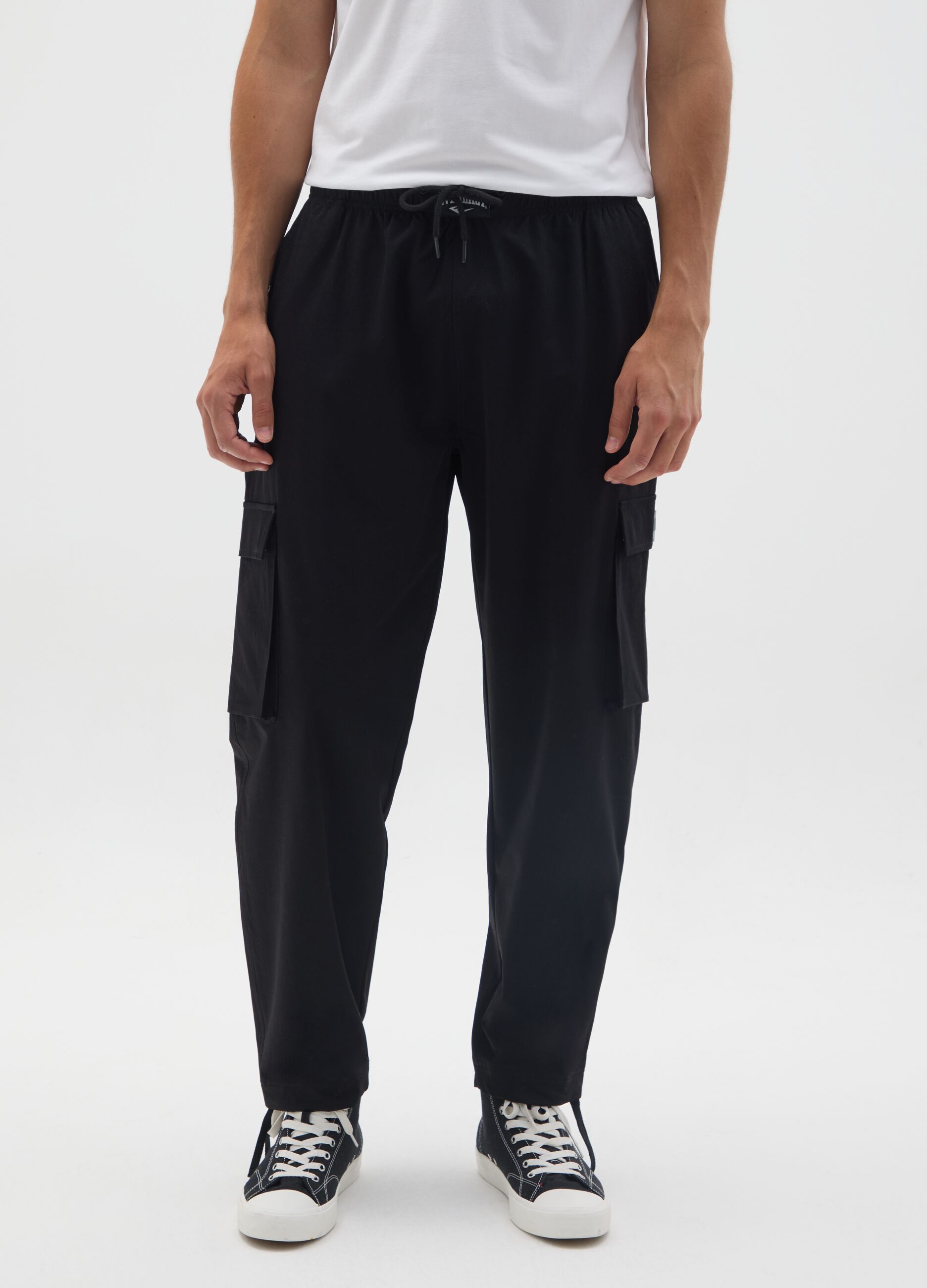 Pantaloni in tessuto elasticizzato neri