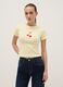Yellow pure cotton regular fit T-shirt with cherry print_0