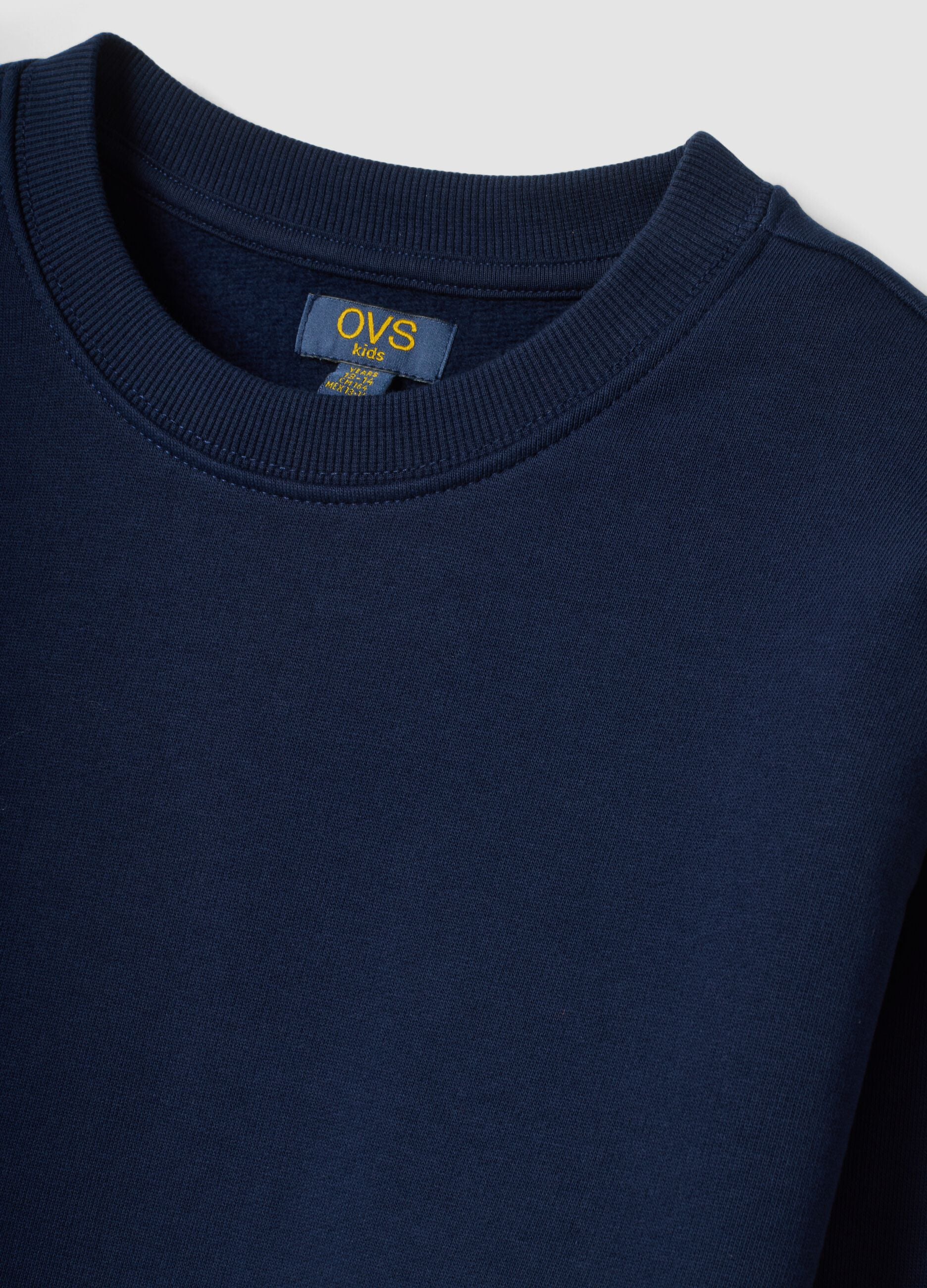 Felpa blu navy in puro cotone organico girocollo