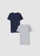 Bipack t-shirt blu e grigio in puro cotone organico girocollo_1