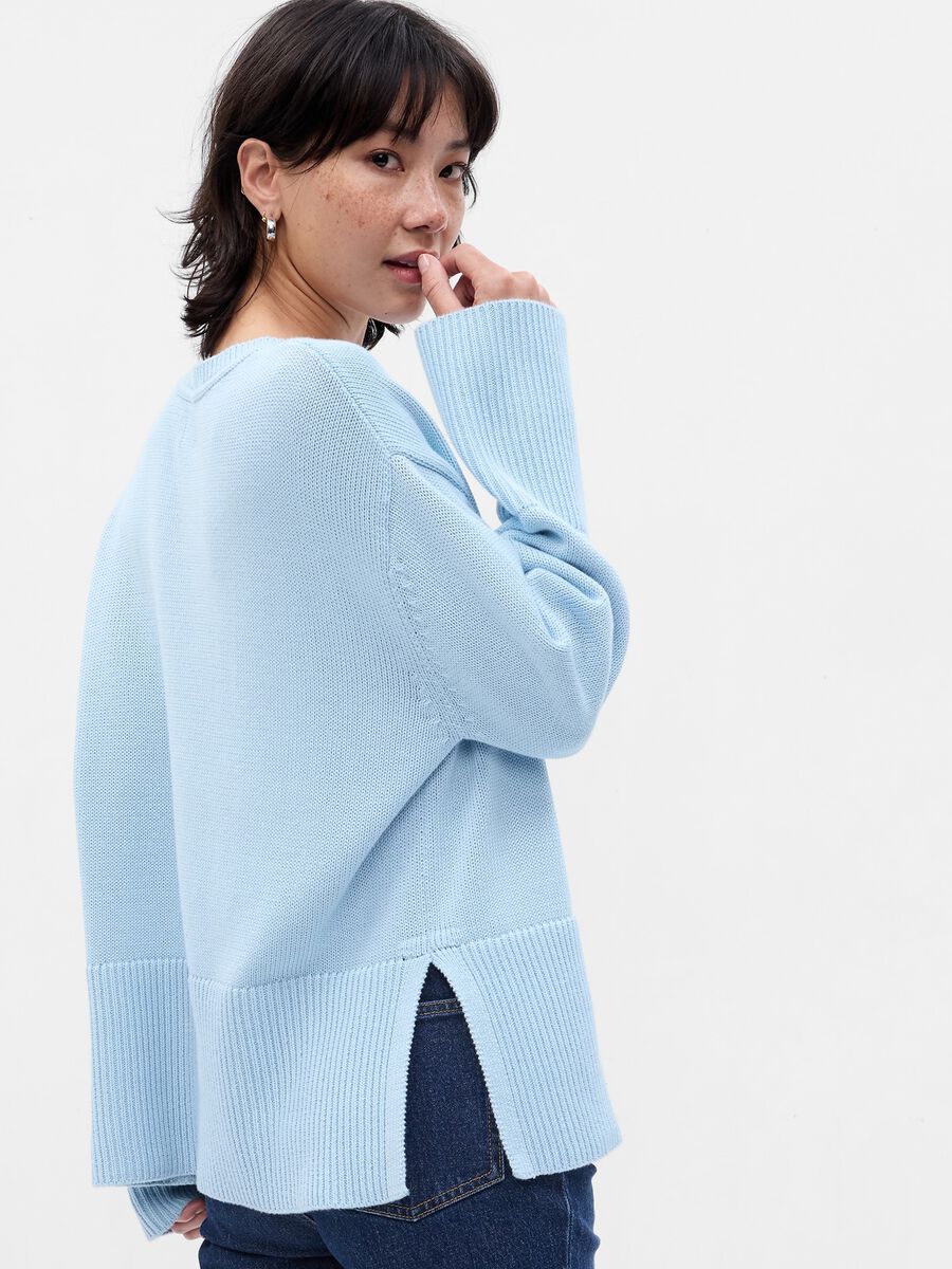 Pullover oversize in cotone con spacchi_1