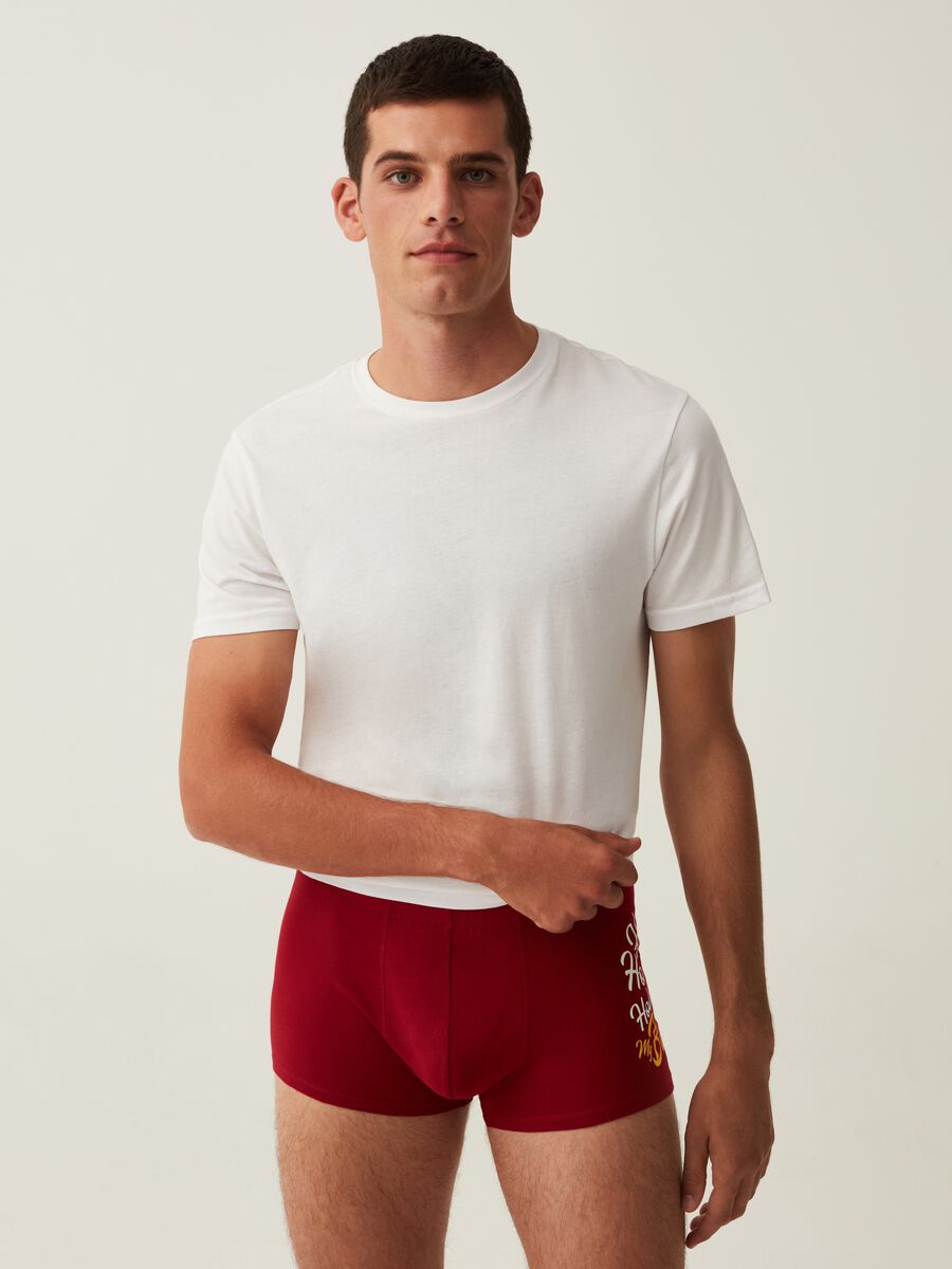Boxer in cotone con stampa natalizia_0