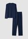 Blue pure organic cotton pyjamas with Henley neckline, regular fit_6